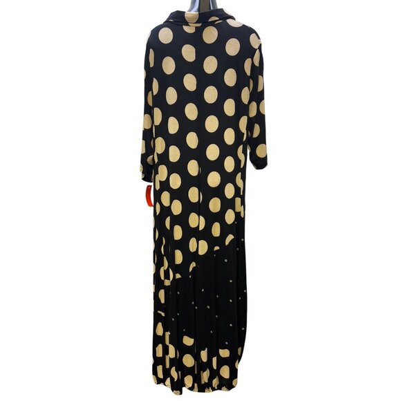 Alembika Polka Dot Long Sleeve Dress Black Tan 7/L - Picture 2 of 5